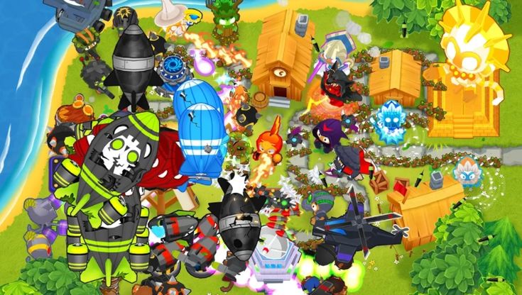 Bloons attacking city in Bloons TD 6