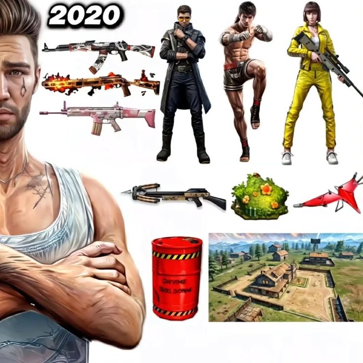 image showing characters and gun skins in Free Fire Max