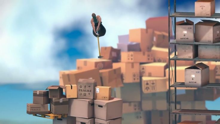 Getting Over It Game Character climbing boxes