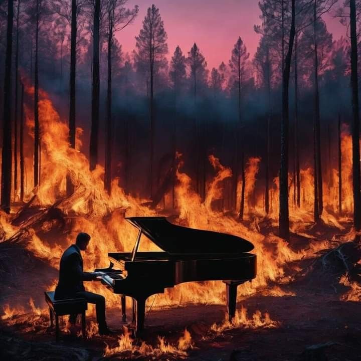 Playing a Piano with fire