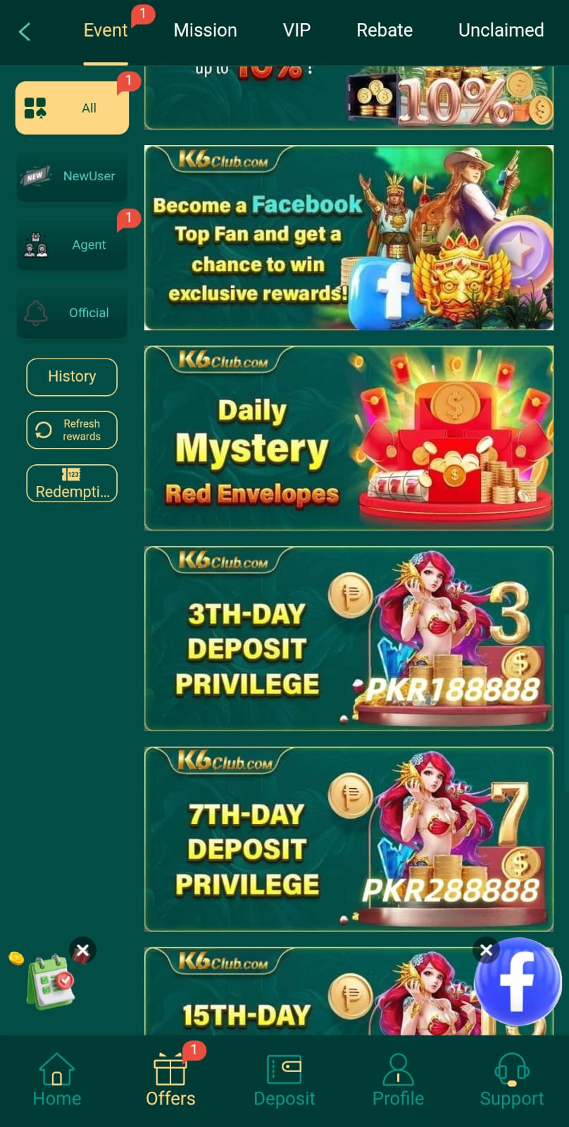 K6club Game bonuses